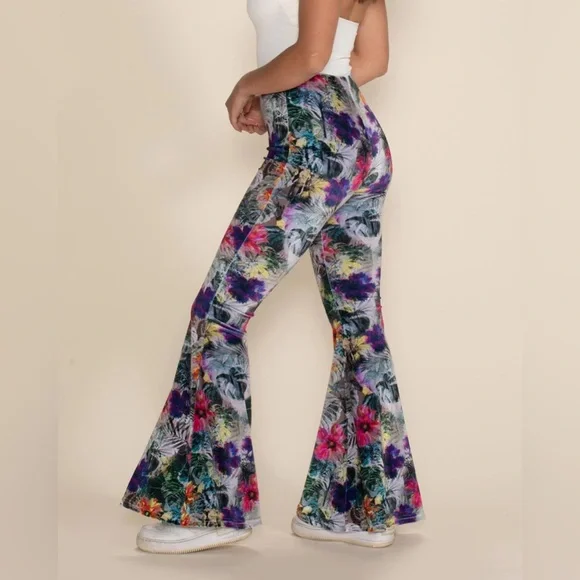 WOMEN'S VELVET FLARE PANT | SAFARI GARDEN - Picture 2 of 2